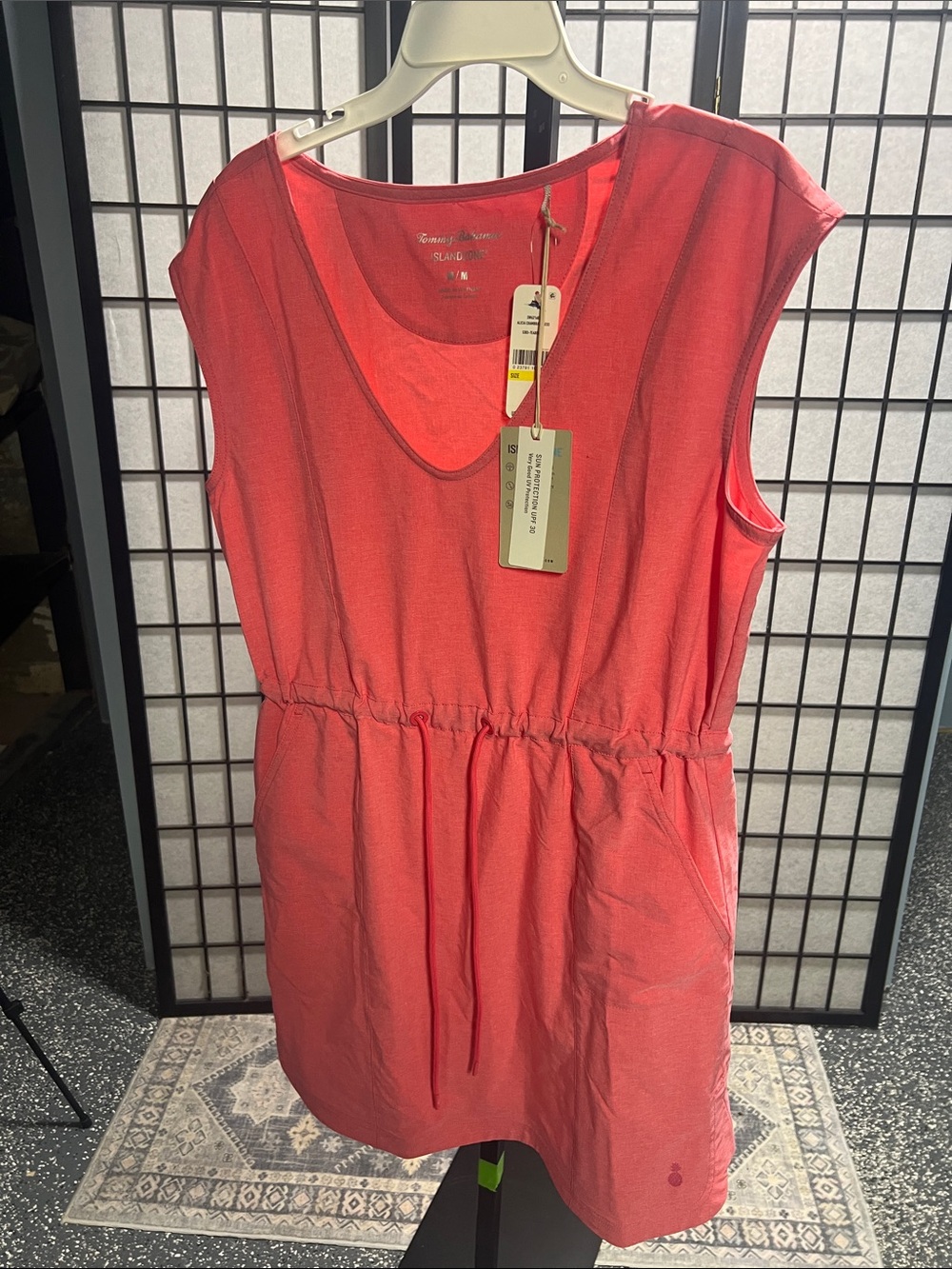 Tommy Bahama Coral Drawstring Waist Sleeveless Tunic